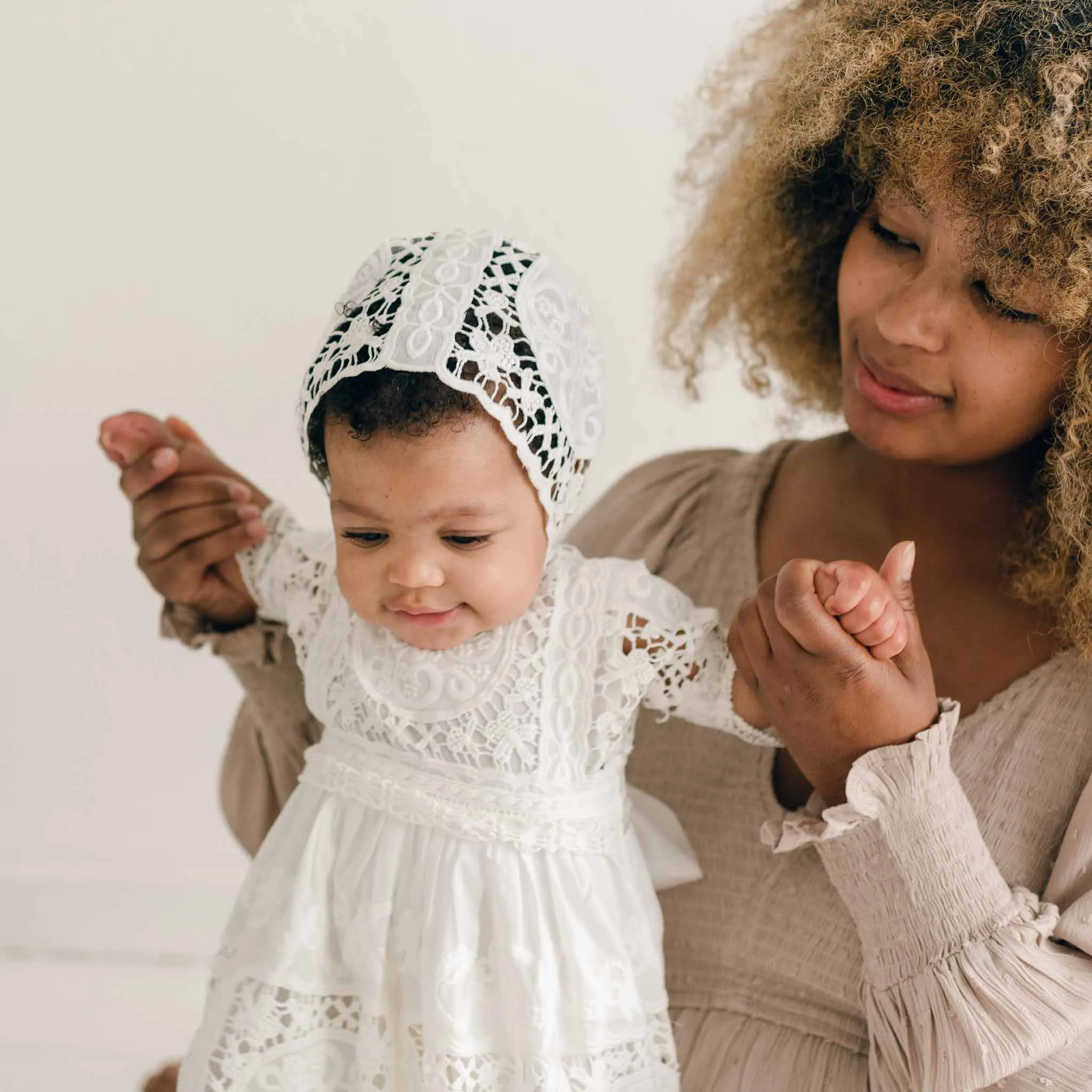 Adeline Lace Christening Gown & Bonnet