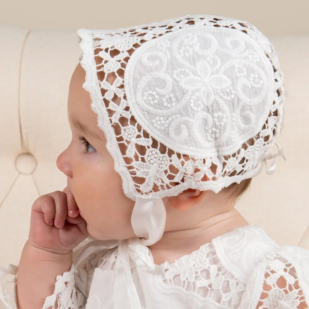 Adeline Lace Christening Gown & Bonnet