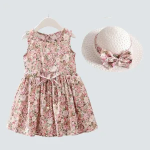 Baby Girl Dress & Hat Summer 2 piece set