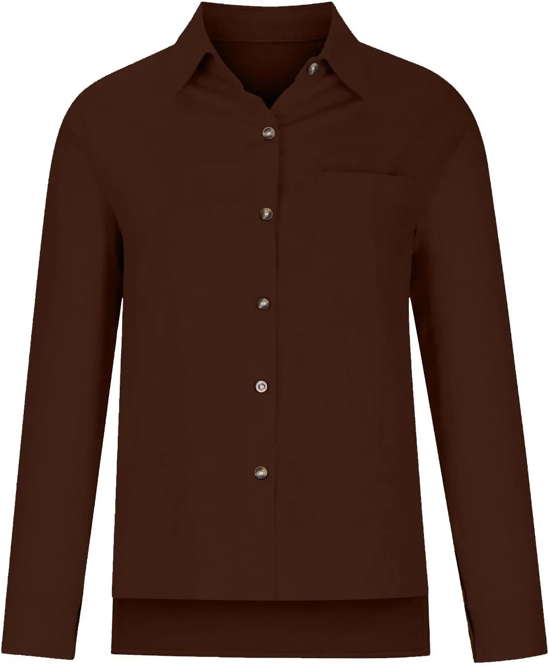 Blouses & Button-Down Shirts Women Lapel Long Sleeve Linen Summer Dressy Tops Loose Fit Cotton Cardigan Tunics