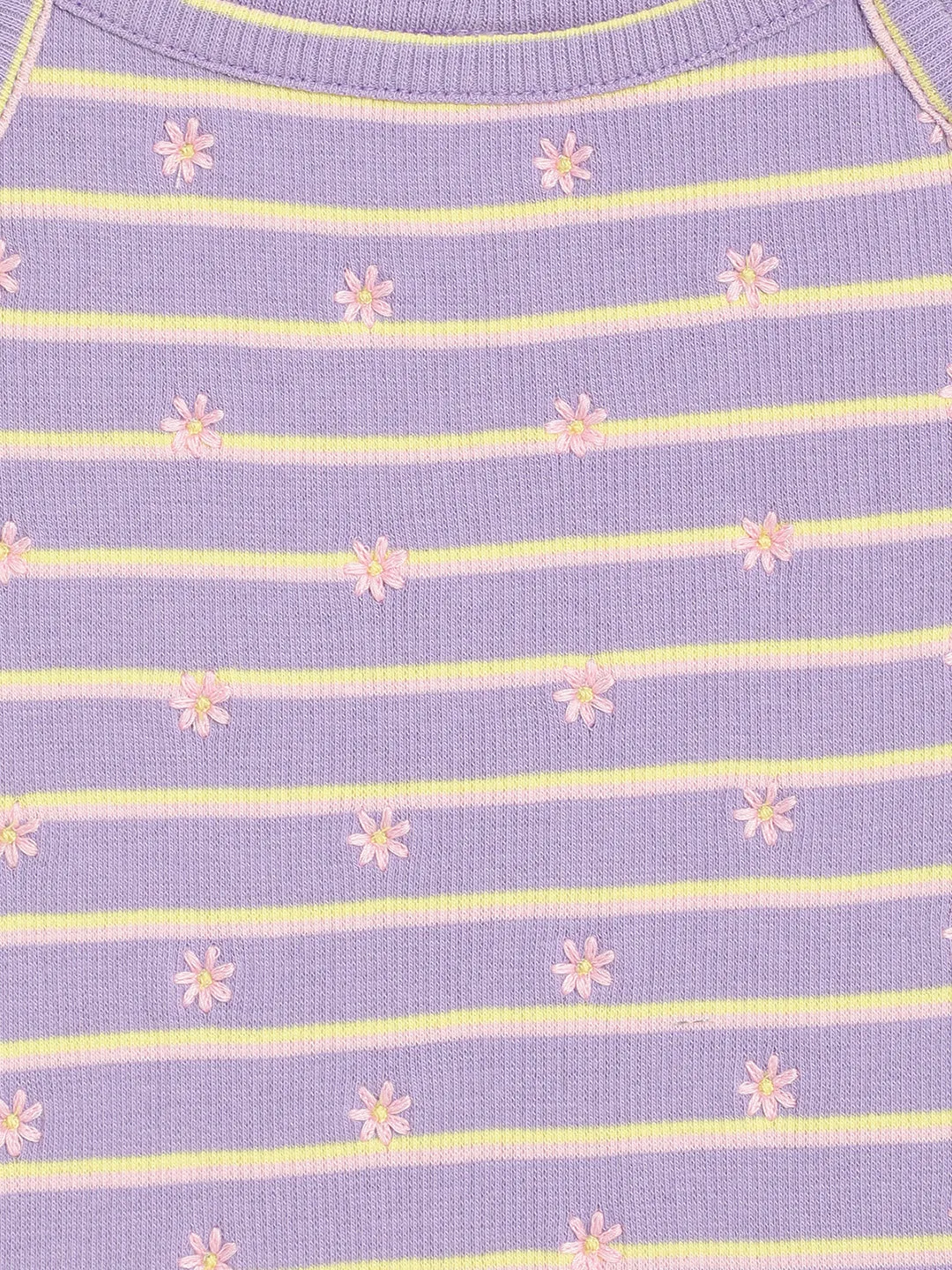 Blue Giraffe Girls Lilac Striped Square Neck TShirt