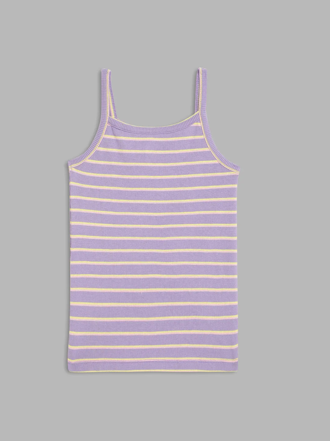 Blue Giraffe Girls Lilac Striped Square Neck TShirt