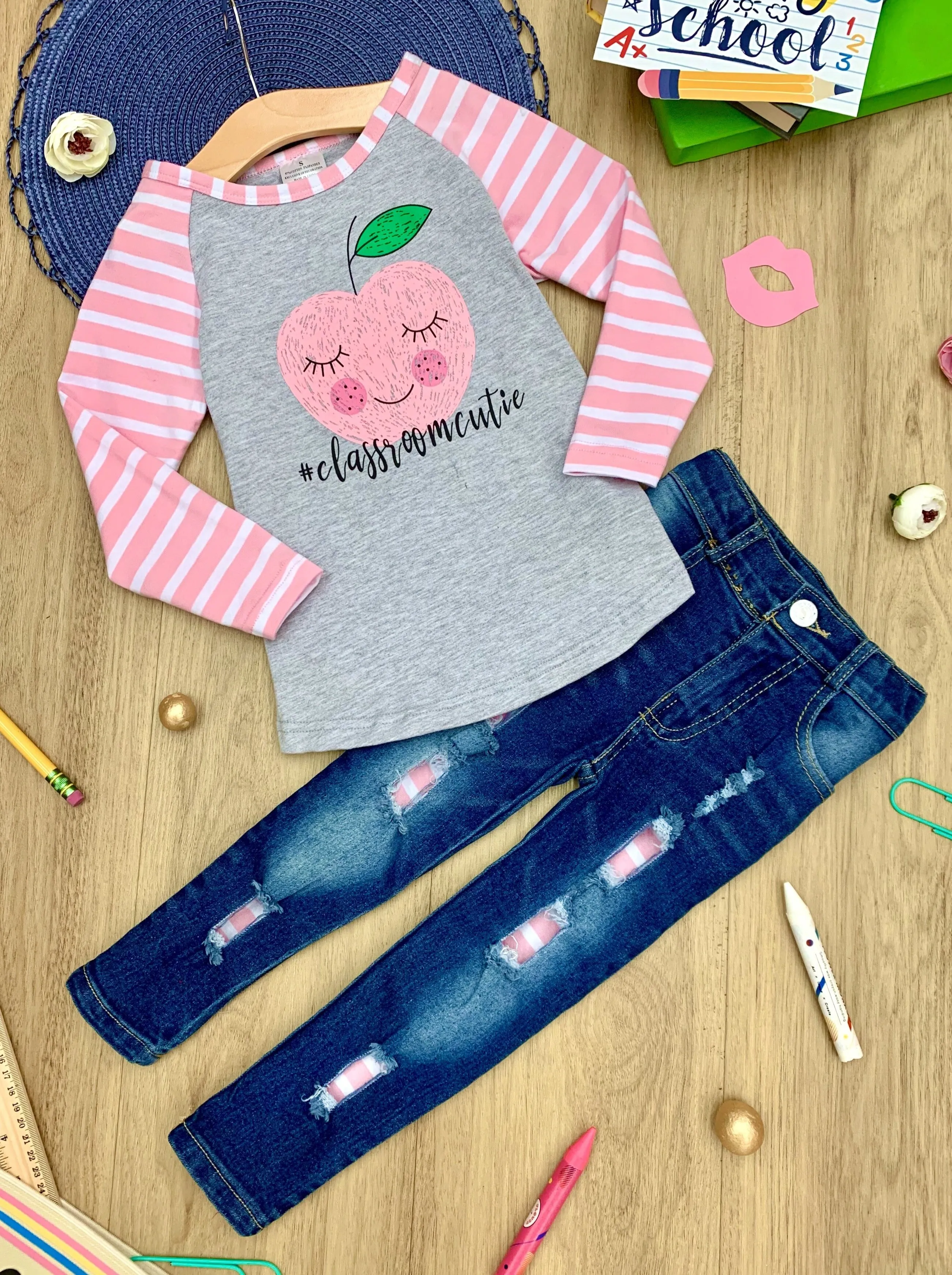 Classroom Cutie Patched Jeans Set