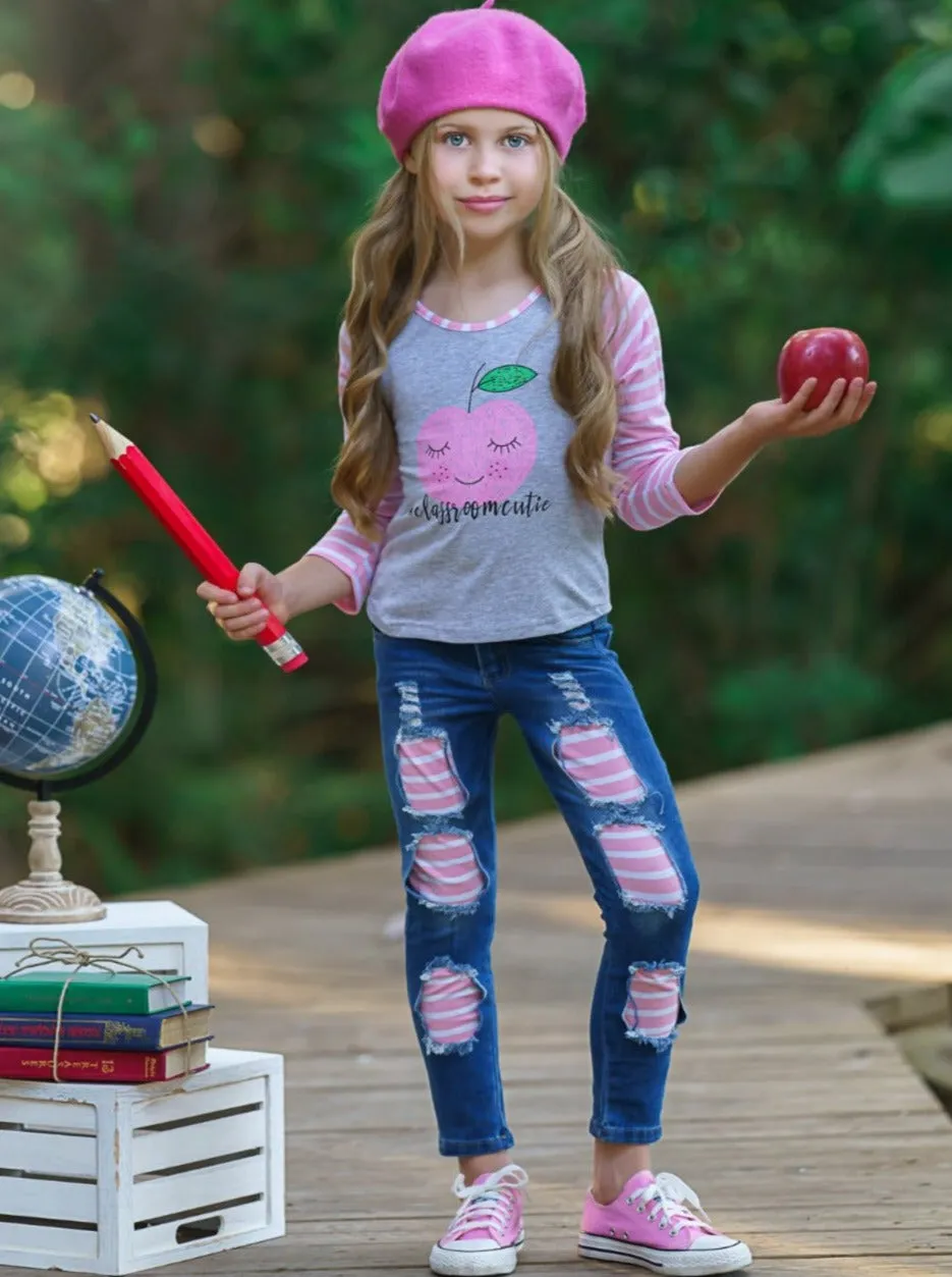 Classroom Cutie Patched Jeans Set