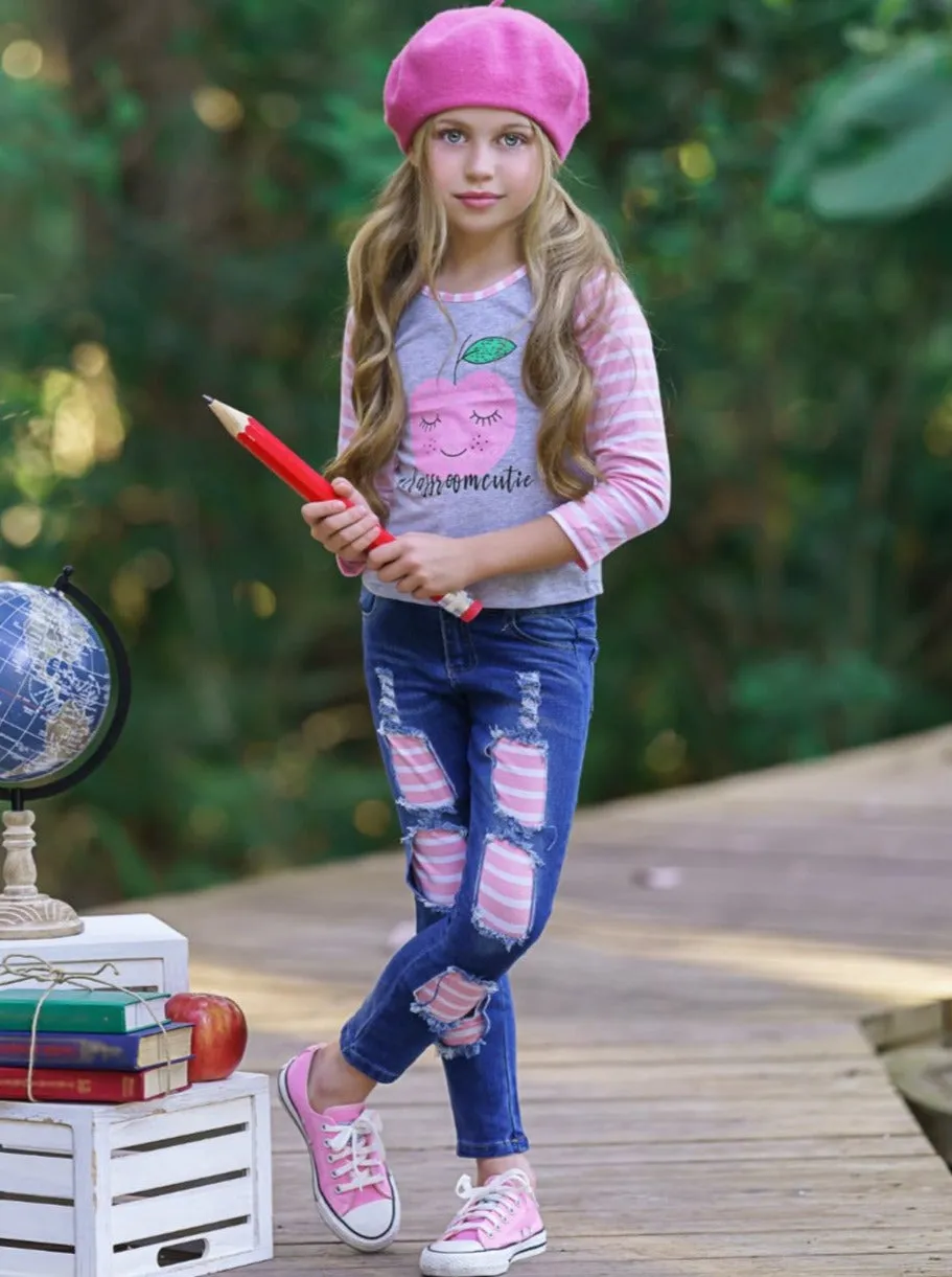 Classroom Cutie Patched Jeans Set