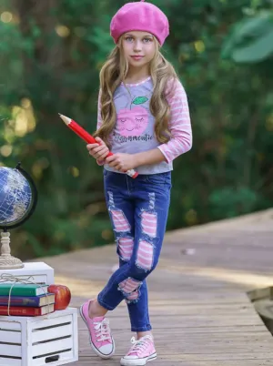 Classroom Cutie Patched Jeans Set