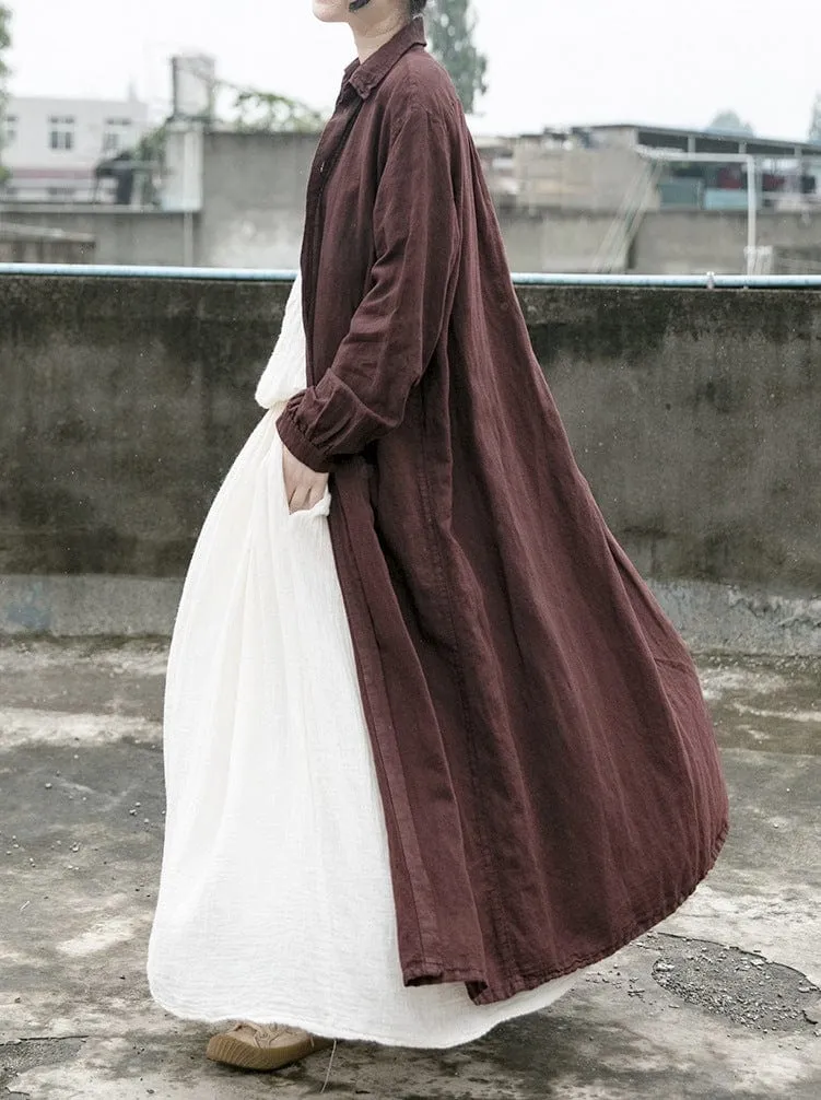Cotton And Linen Brown Vintage Cardigan | Lotus