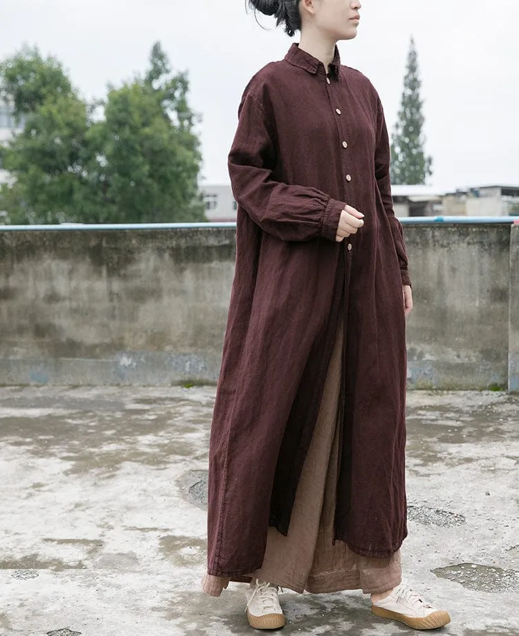 Cotton And Linen Brown Vintage Cardigan | Lotus