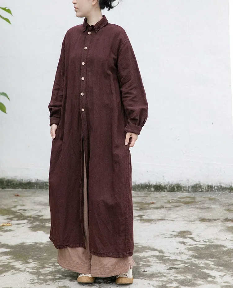 Cotton And Linen Brown Vintage Cardigan | Lotus