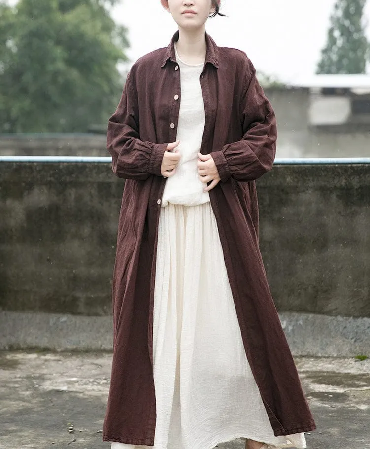 Cotton And Linen Brown Vintage Cardigan | Lotus