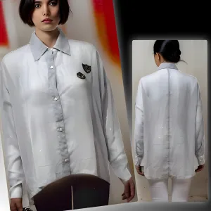 ^CROOKS & CASTLES^ (GREY) BUTTON UP TOPS FOR WOMEN