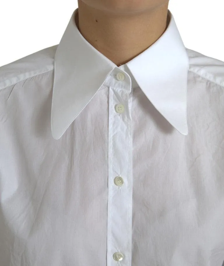 Dolce & Gabbana White Cotton Collared Long Sleeves Shirt Top