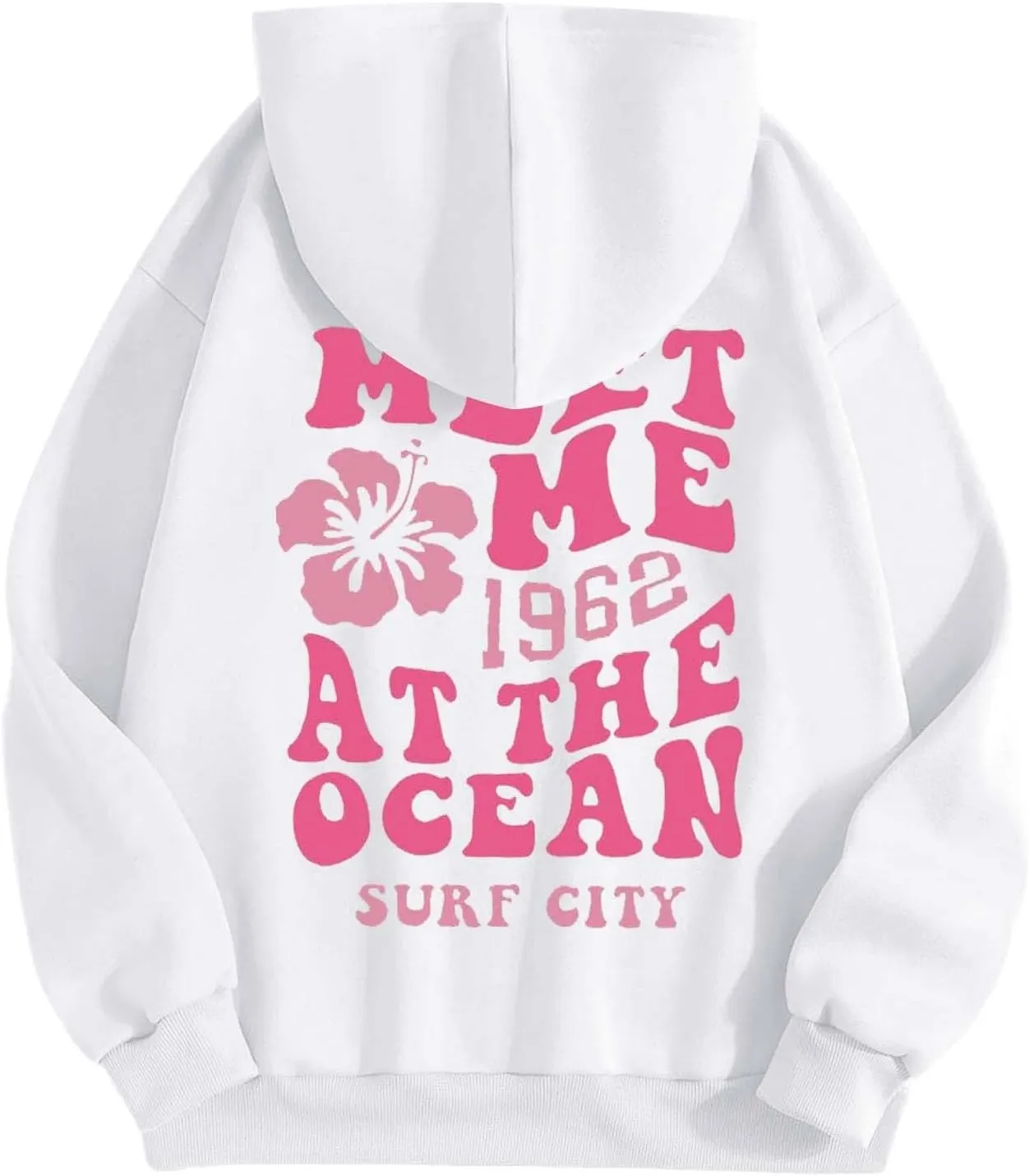 Fall Oversized Casual Sweatshirts with Pocket Ladies Women Hooded Print Round Neck Long Drop Shoulder Pullovers Top