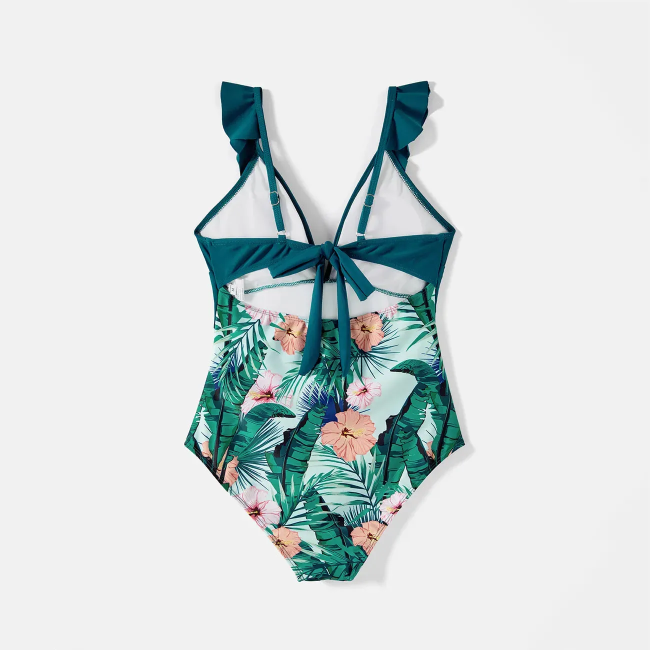 Family Swimwear Swimsuit Floral and Leaf Print Mom Dad Boys Girls