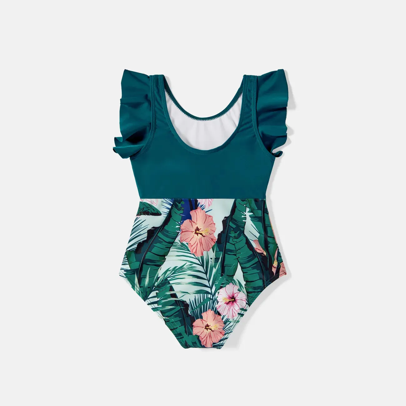 Family Swimwear Swimsuit Floral and Leaf Print Mom Dad Boys Girls