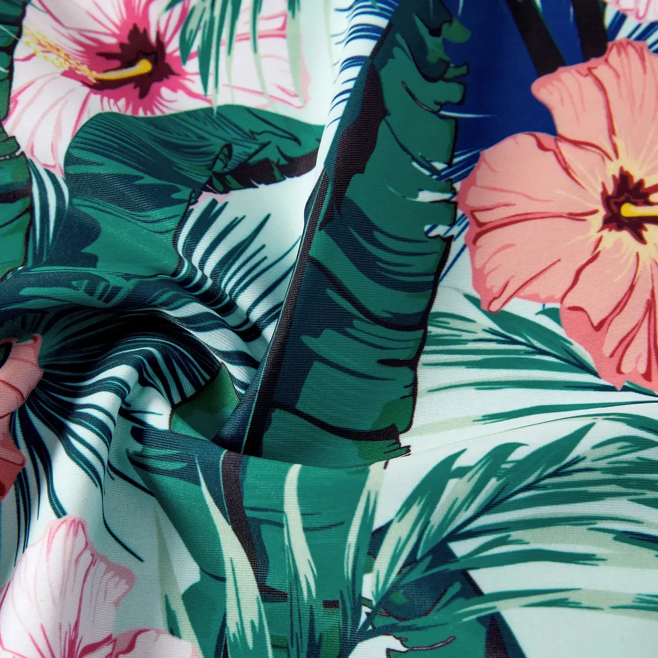 Family Swimwear Swimsuit Floral and Leaf Print Mom Dad Boys Girls