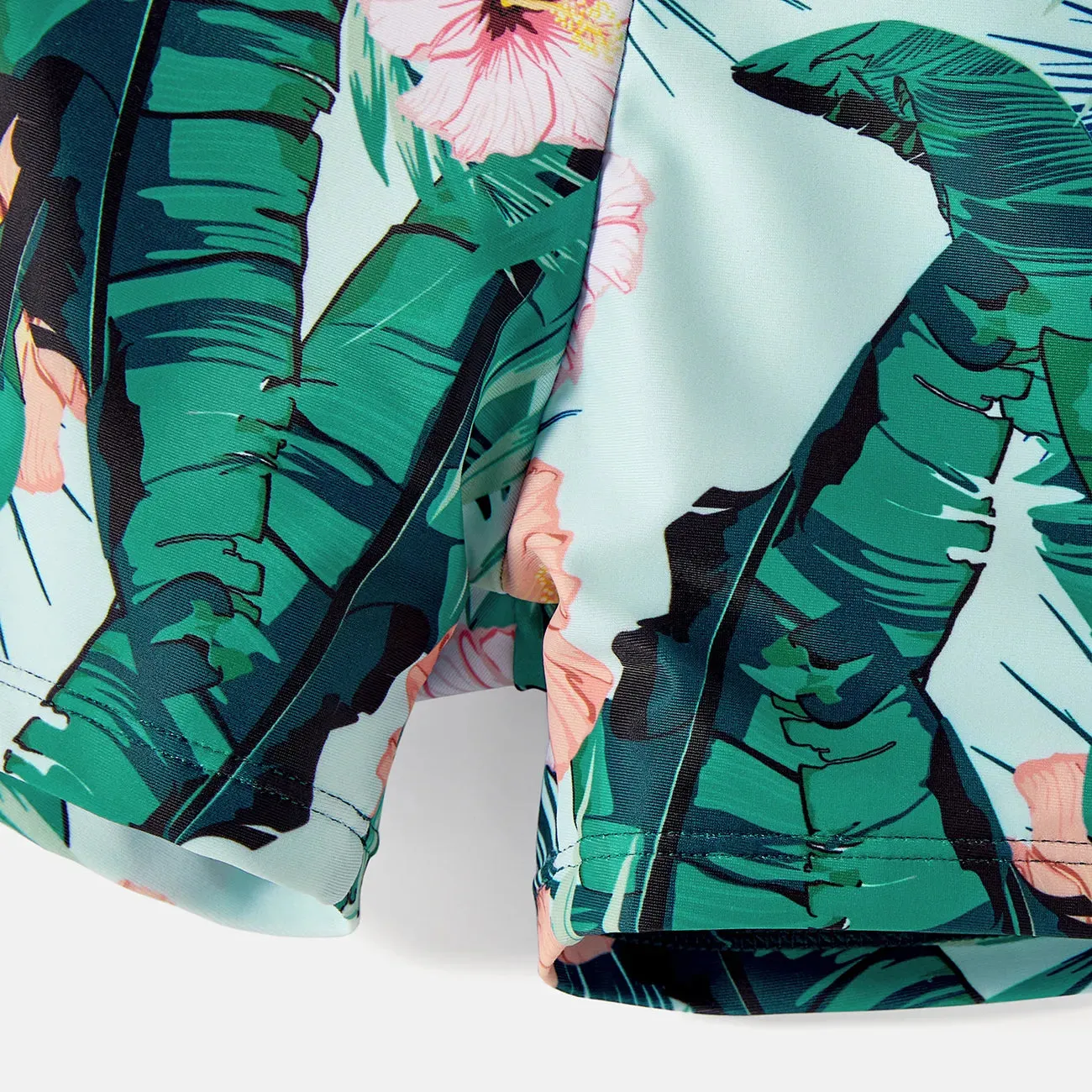 Family Swimwear Swimsuit Floral and Leaf Print Mom Dad Boys Girls