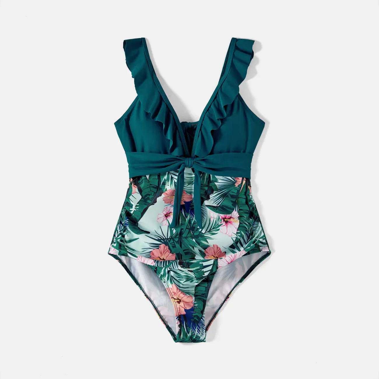 Family Swimwear Swimsuit Floral and Leaf Print Mom Dad Boys Girls