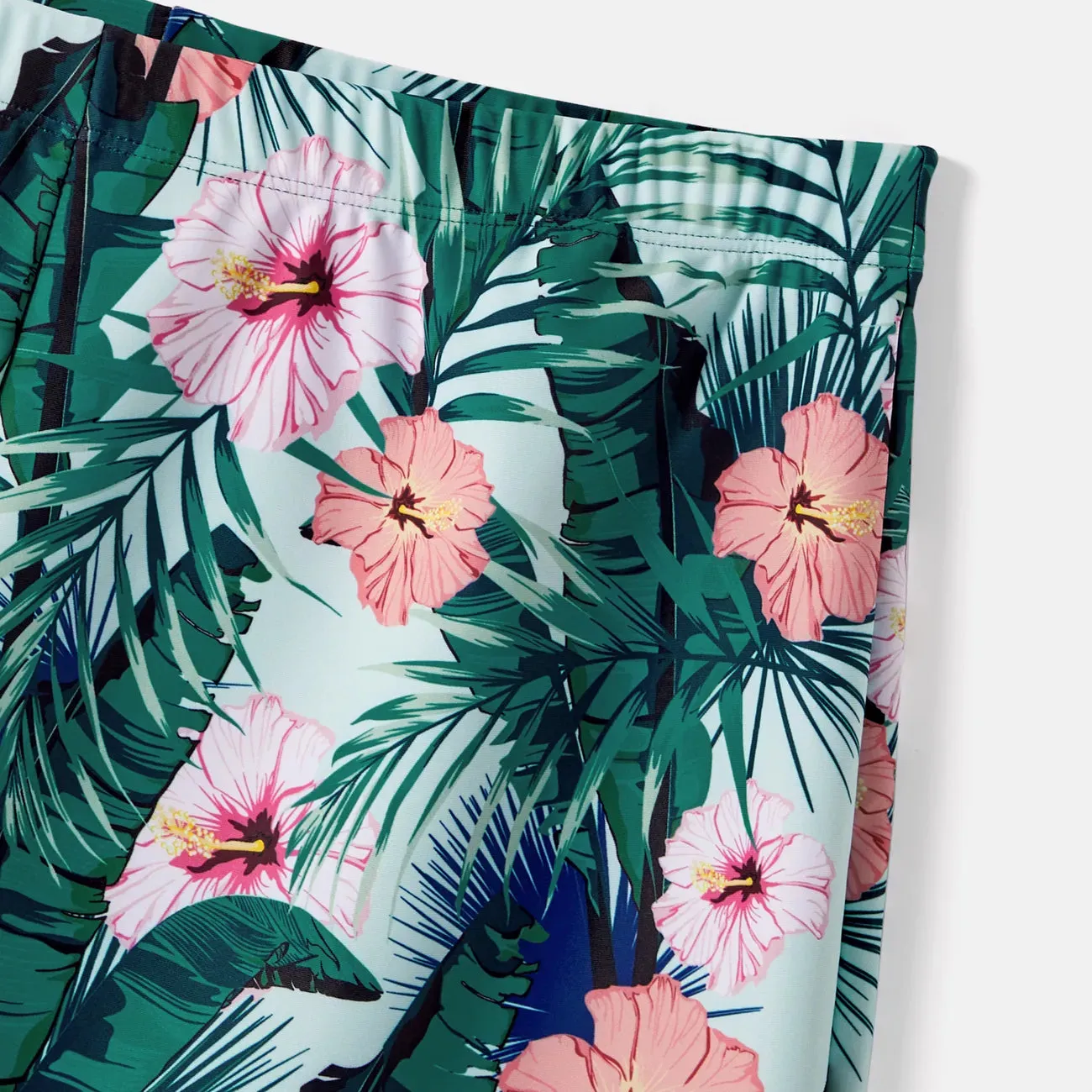Family Swimwear Swimsuit Floral and Leaf Print Mom Dad Boys Girls
