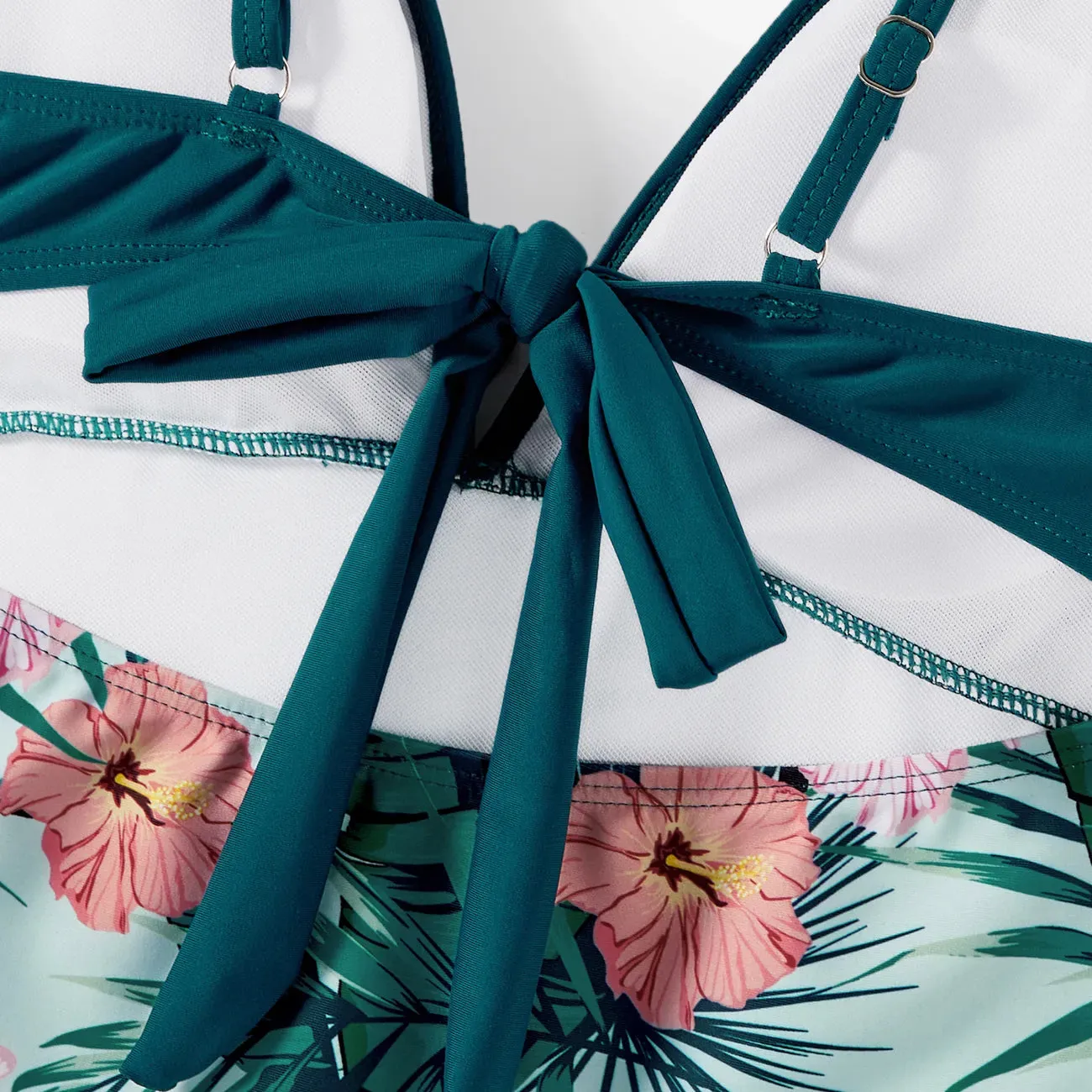 Family Swimwear Swimsuit Floral and Leaf Print Mom Dad Boys Girls