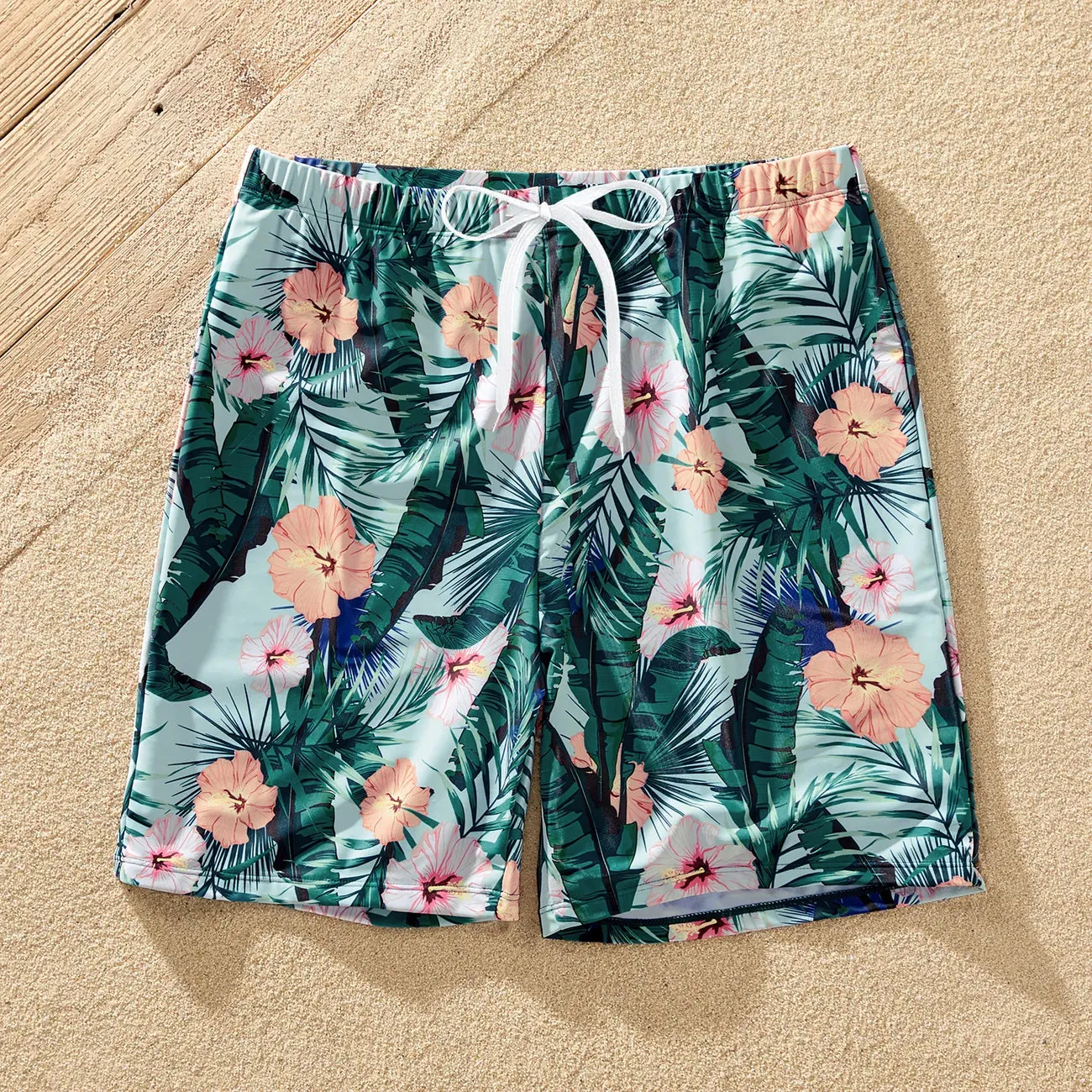 Family Swimwear Swimsuit Floral and Leaf Print Mom Dad Boys Girls