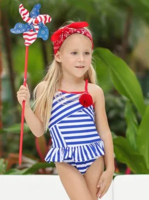 Girls Isla Blu Striped One Piece Swimsuit