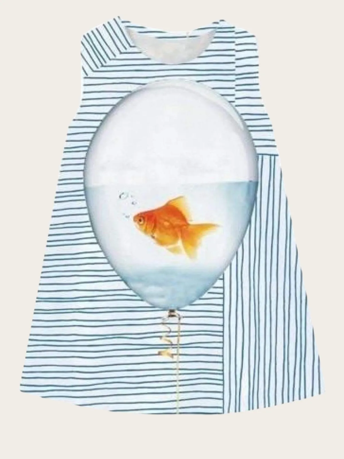 Girls Striped Printed Goldfish Dress