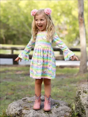 Girls Striped Unicorns Dress