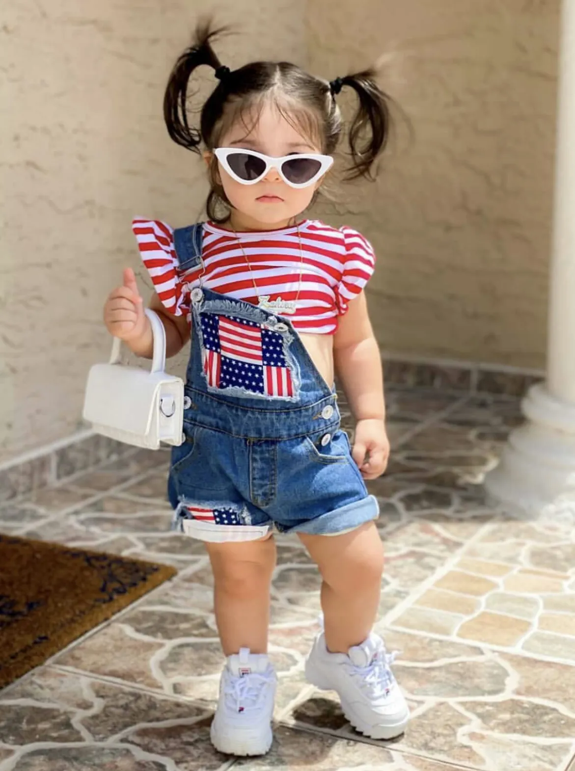 Give Me Liberty Denim Overalls Set