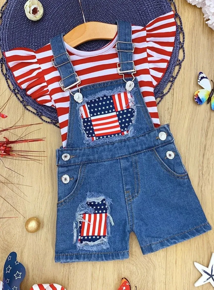 Give Me Liberty Denim Overalls Set