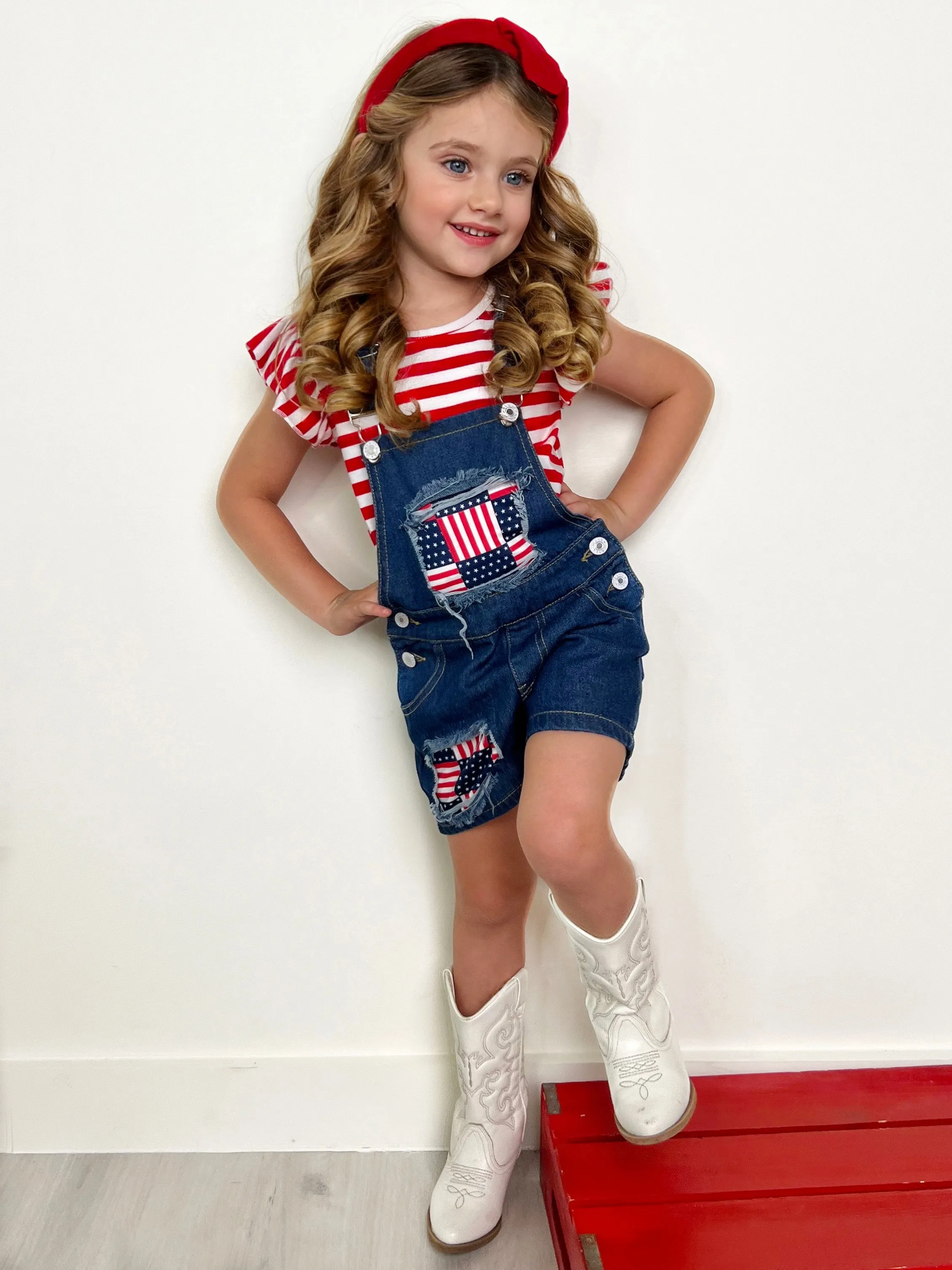 Give Me Liberty Denim Overalls Set