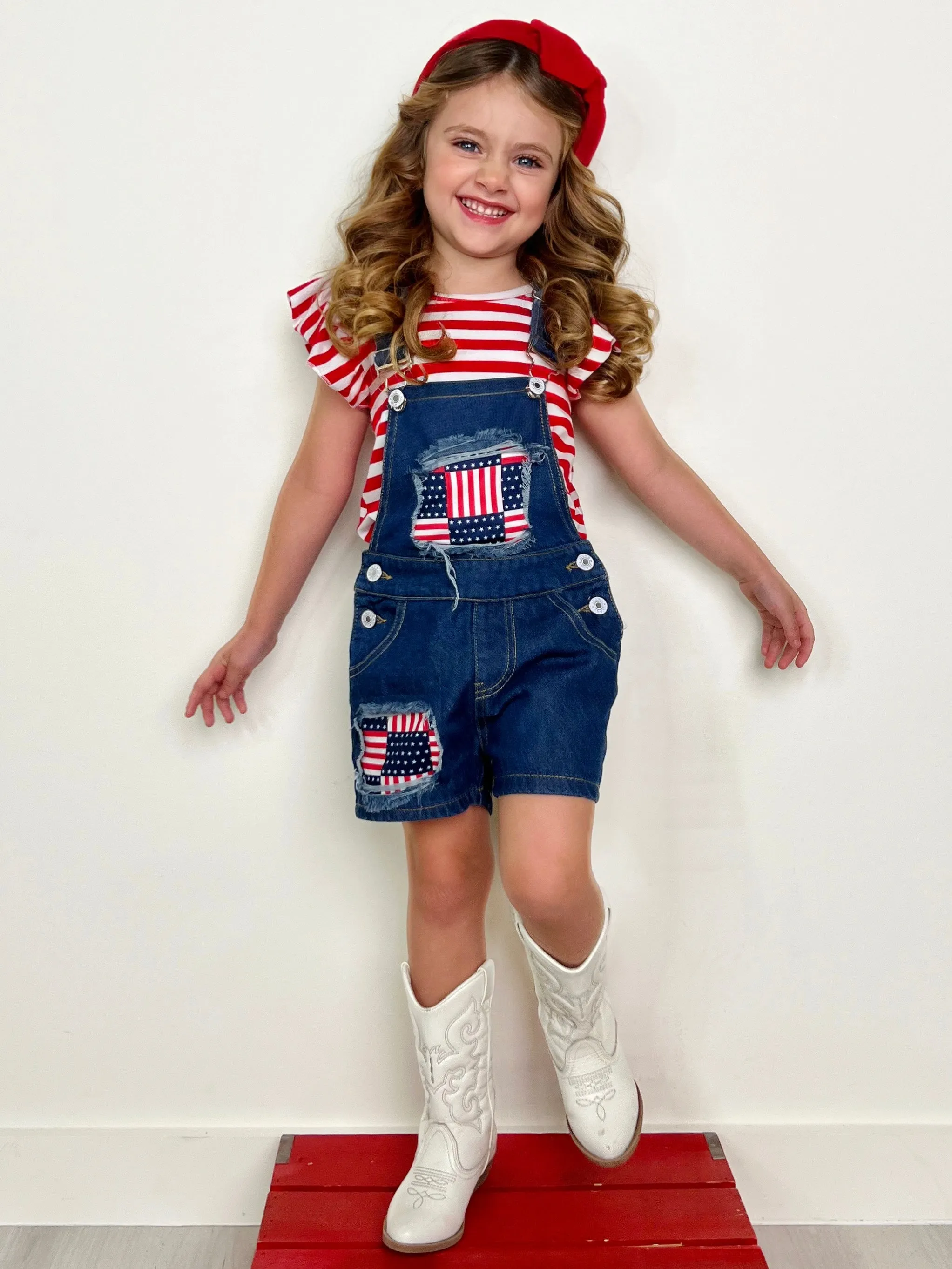 Give Me Liberty Denim Overalls Set