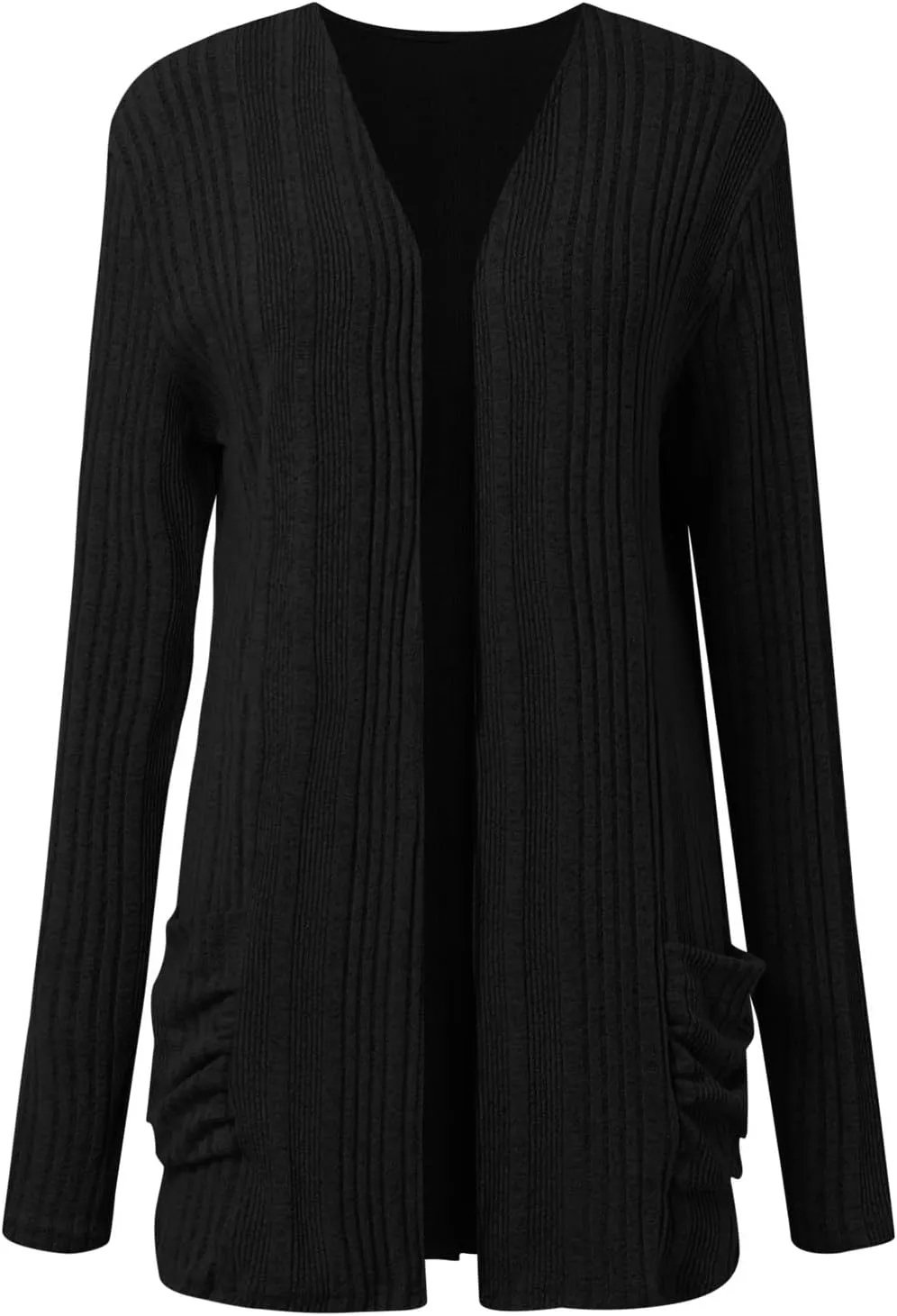 iLH Womens 2024 Autumn Long Sleeve Cardigan Casual Mid Long V Neck Knitted Sweater Cardigans with Pocket Fashion Coat