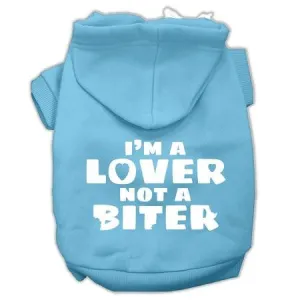 I'm A Lover Not A Biter Screen Printed Dog Pet Hoodies Baby Blue Size Xs (8)
