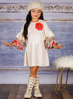 Lacey And Lovely Tiered Tulle Sleeve Dress