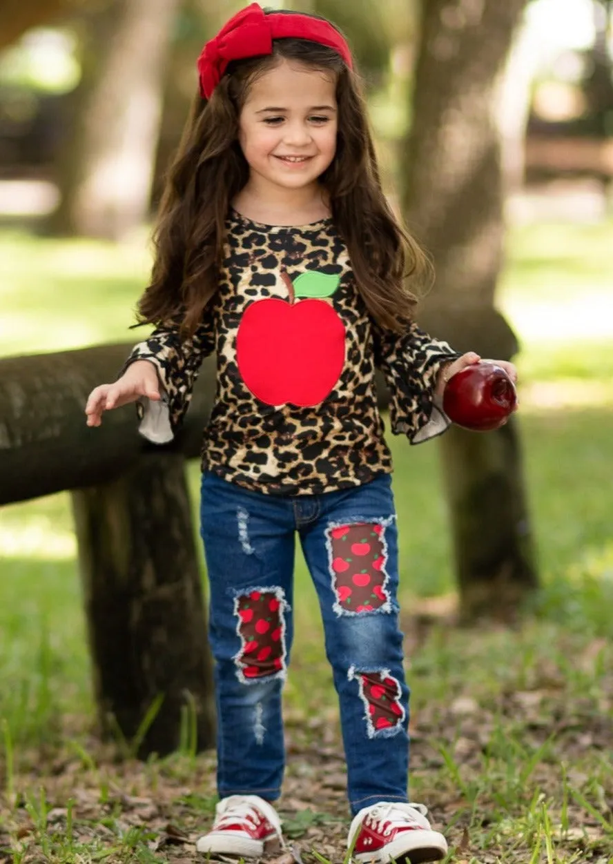 Leopard Learner Patched Jeans Set