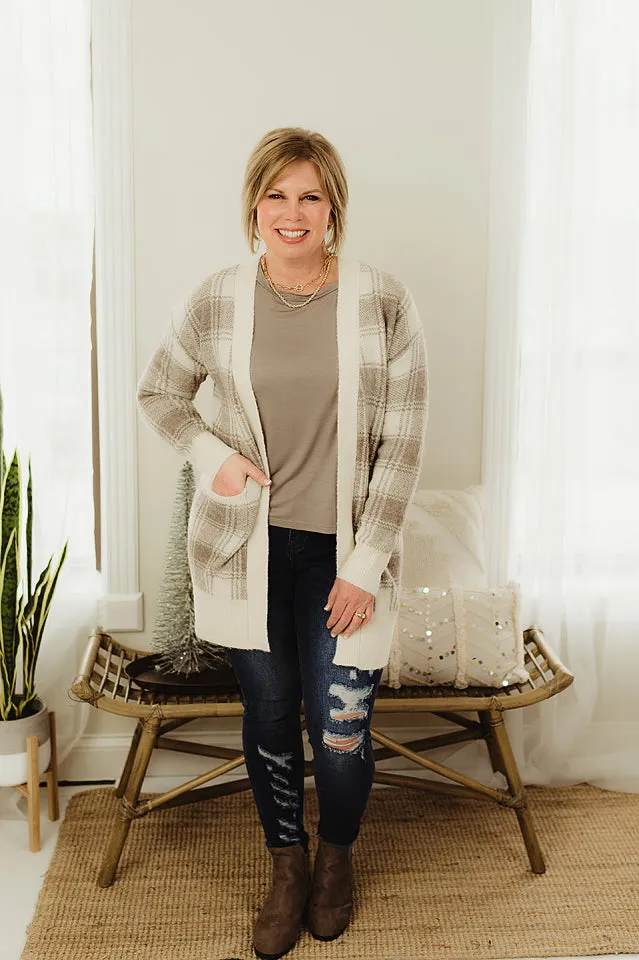 Long Plaid Cardi