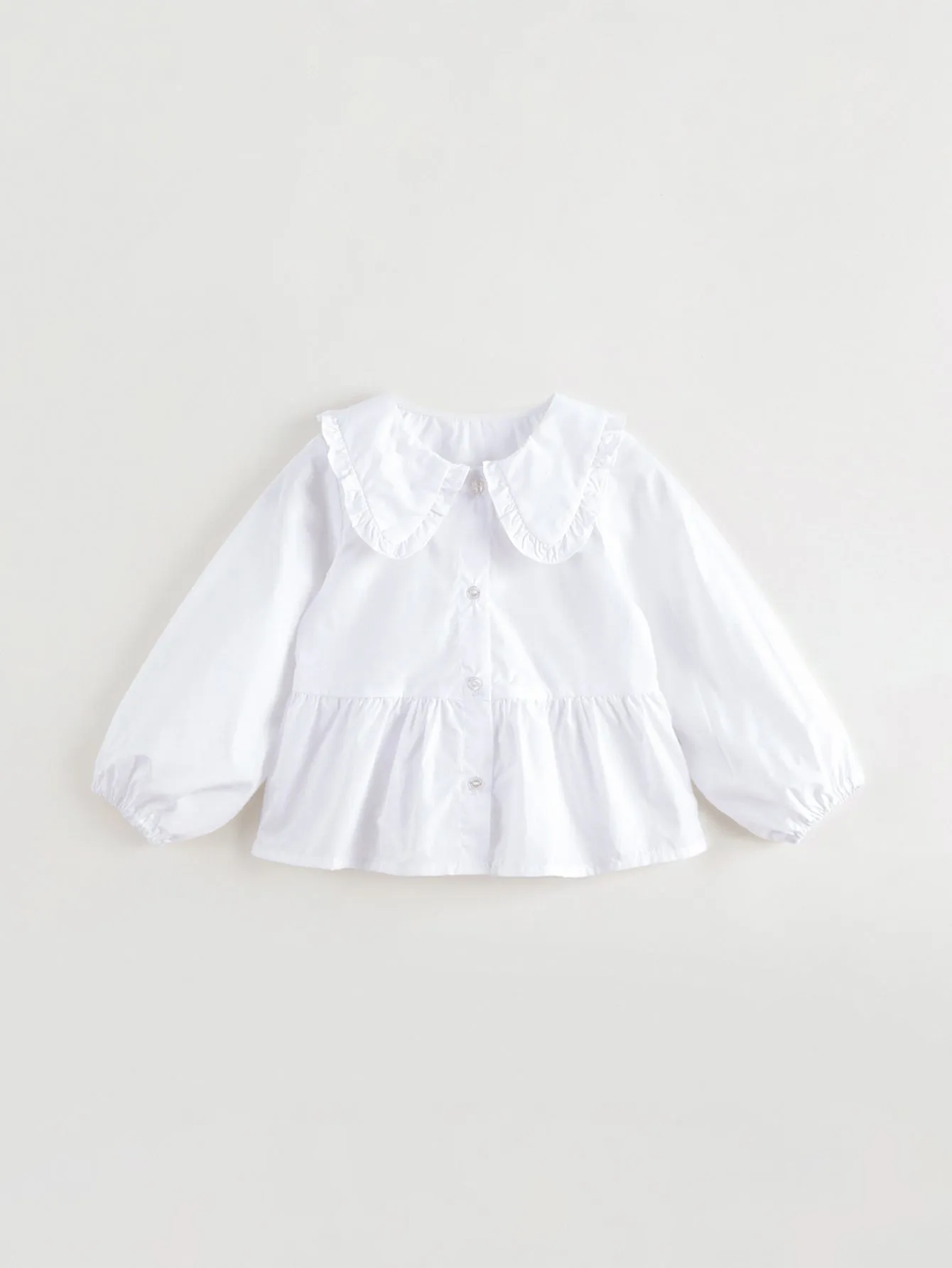 MARC & JANIE Girls Doll Collar Lace Hem Shirts 241378