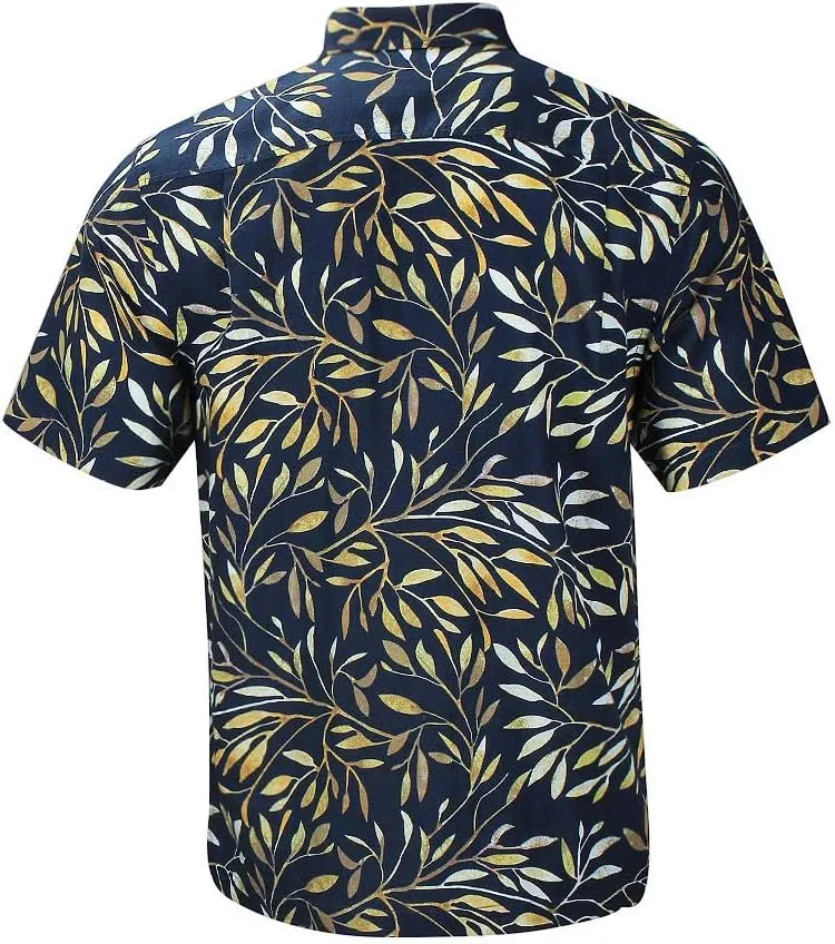Men's Hawaiian Floral Shirts Silk and Linen Button Down Casual Tropical Holiday Beach Shirts