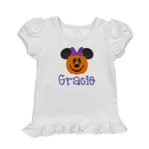 Minnie Pumpkin Embroidered Shirt