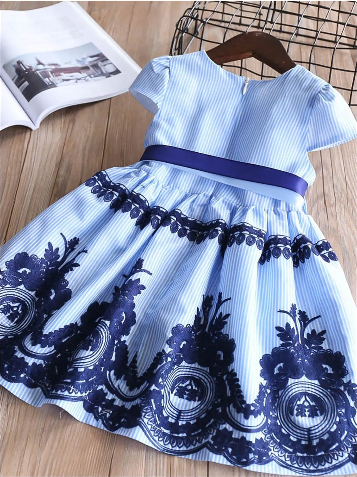 My Little Sweetie Striped Embroidered Dress