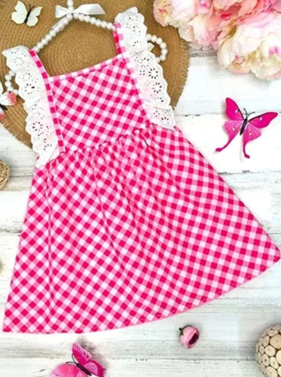 Never A Cloudy Day Flutter Sleeve Plaid Dress