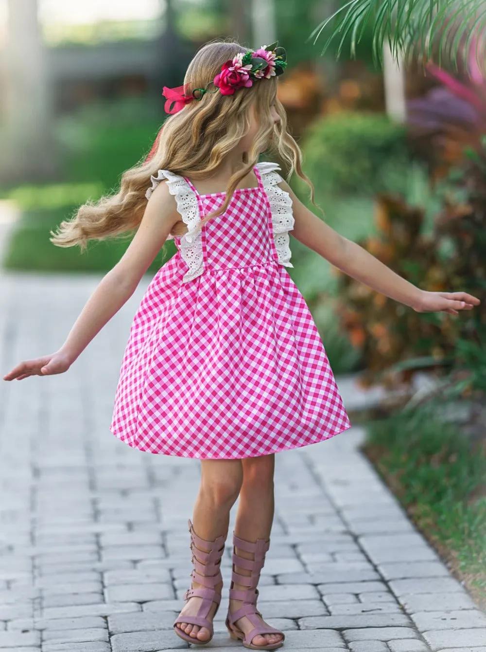 Never A Cloudy Day Flutter Sleeve Plaid Dress