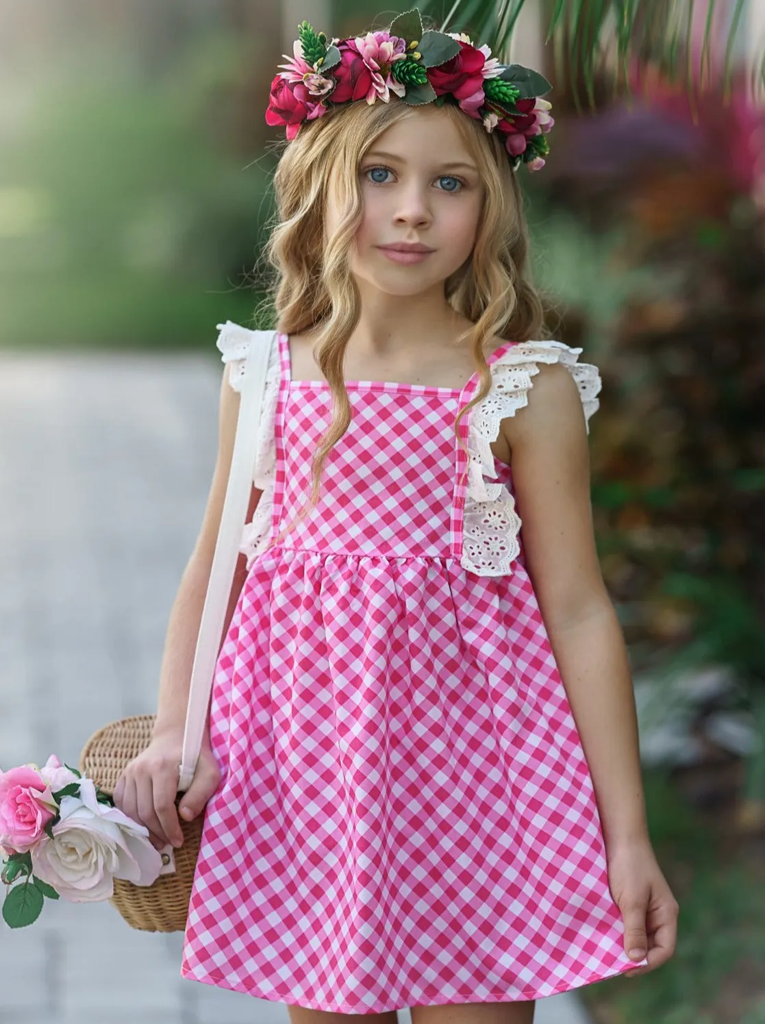 Never A Cloudy Day Flutter Sleeve Plaid Dress