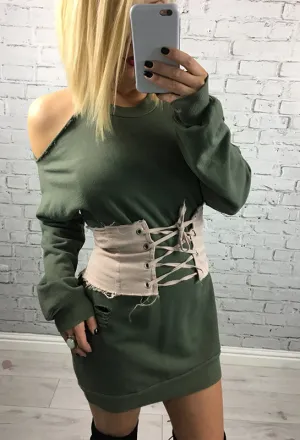 Nude Lace Up Corset Belt