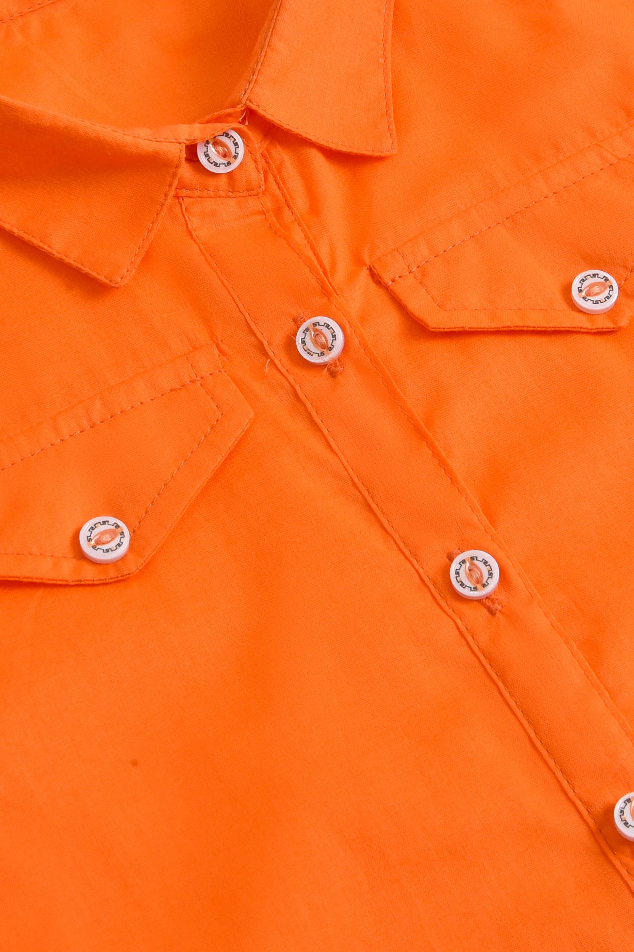 Orange Classic Collared Top