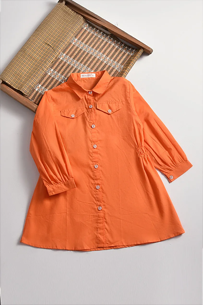 Orange Classic Collared Top