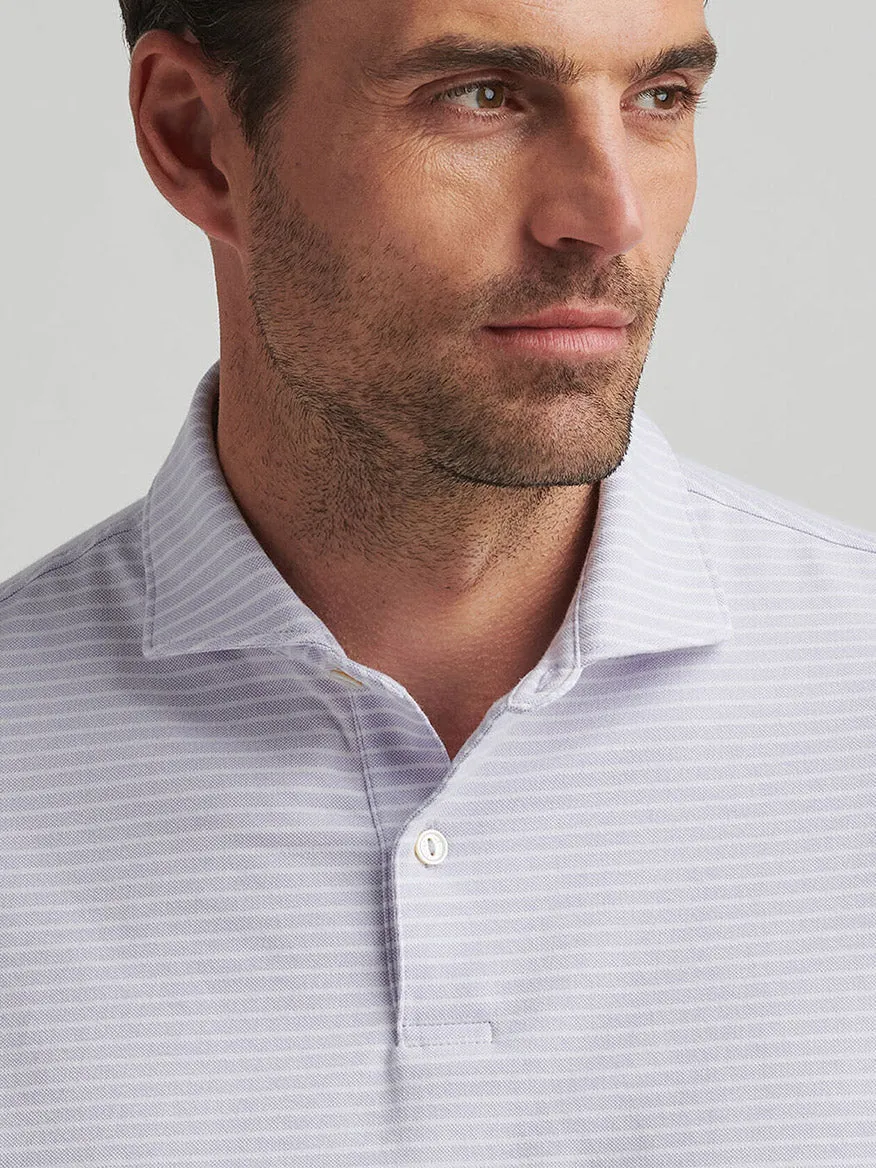 Peter Millar Albatross Cotton Blend Piqué Striped Polo in Lavender Moon
