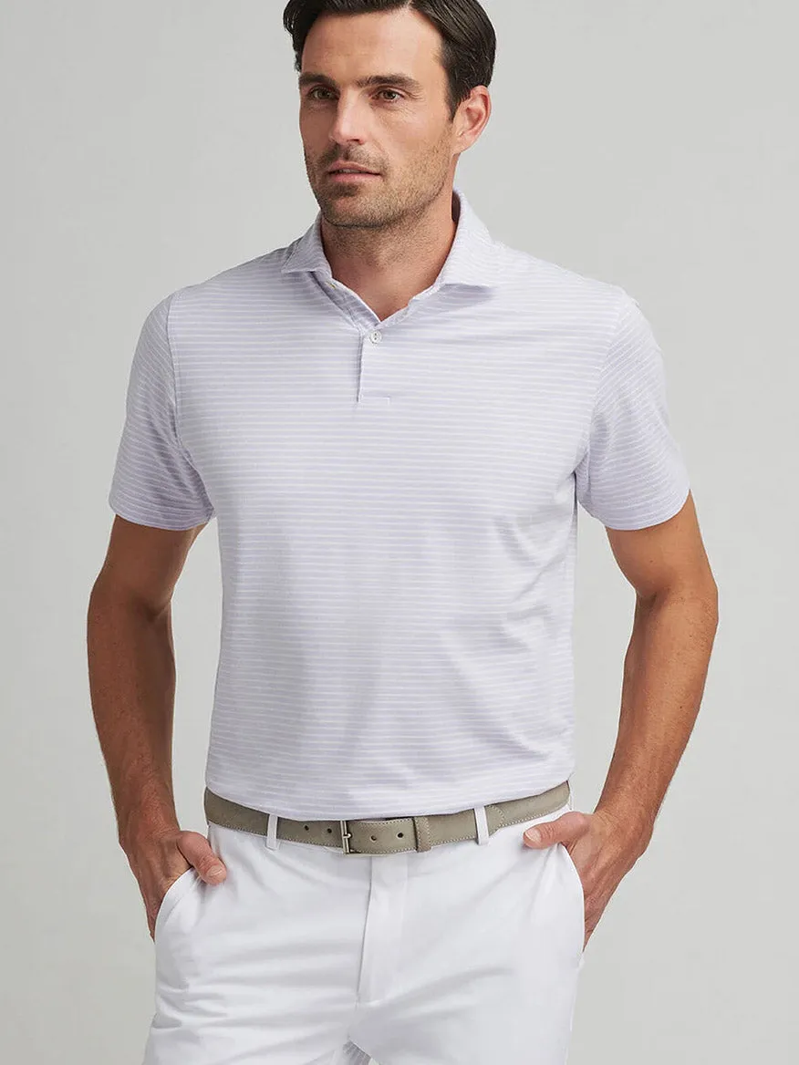 Peter Millar Albatross Cotton Blend Piqué Striped Polo in Lavender Moon