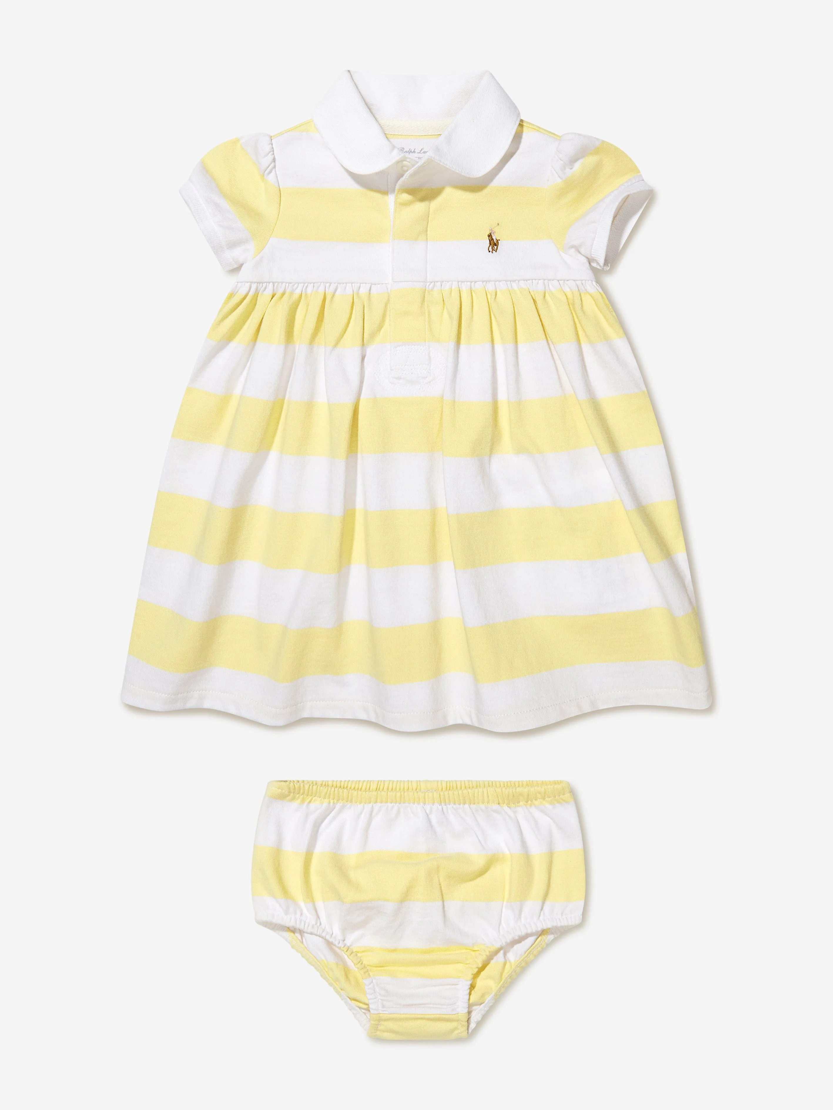 Ralph Lauren Baby Girls Striped Rugby Dress in Yellow
